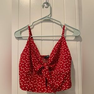 Cute red crop top with white hearts